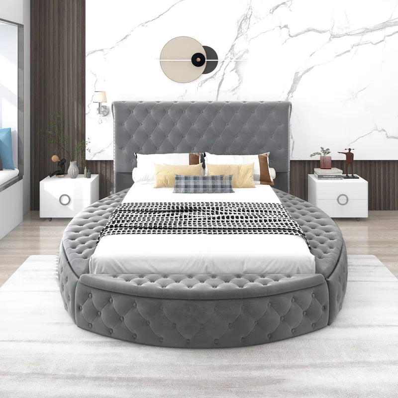 King Size Bed: Round Shape Storage Bed
