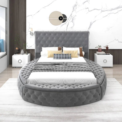 King Size Bed: Round Shape Storage Bed