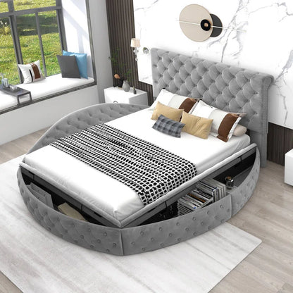 King Size Bed: Round Shape Storage Bed