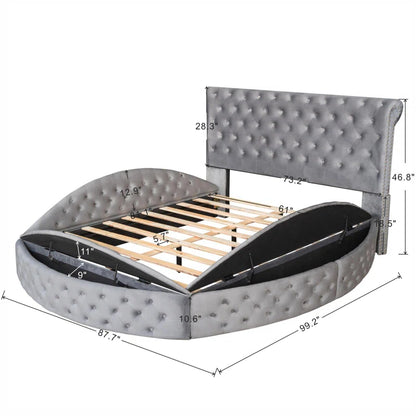 King Size Bed: Round Shape Storage Bed