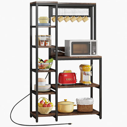 Kitchen Rack: Kitchen Baker's Rack, Freestanding Storage Shelf with USB Ports and Power Outlets