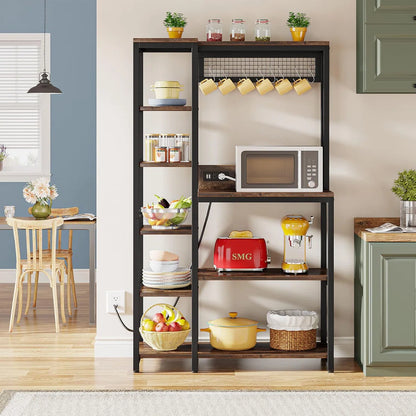 Kitchen Rack: Kitchen Baker's Rack, Freestanding Storage Shelf with USB Ports and Power Outlets