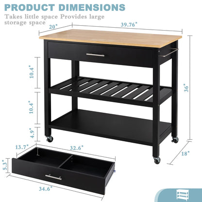 Kitchen Rack: Kitchen Island Cart with Open Shelves, Towel Rack, and Adjustable Storage