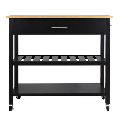 Kitchen Rack: Kitchen Island Cart with Open Shelves, Towel Rack, and Adjustable Storage