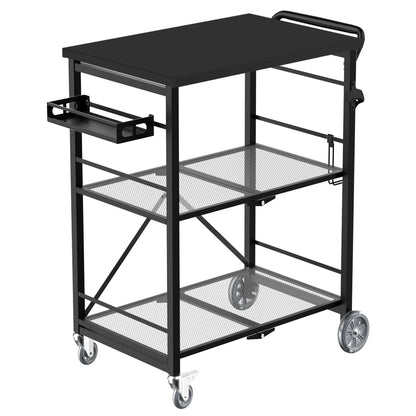 Kitchen Rack: Kitchen Island Rolling Cart Island with Stainless Steel Top and Locking Wheels