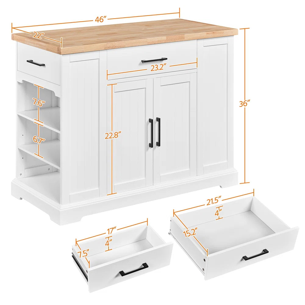 Kitchen Rack: Kitchen Island with Solid Wood Top