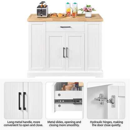 Kitchen Rack: Kitchen Island with Solid Wood Top