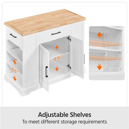 Kitchen Rack: Kitchen Island with Solid Wood Top