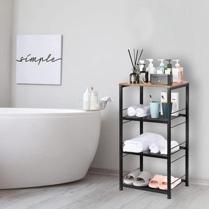 Kitchen Racks: 4-tier kitchen baker’s rack cart with wheels, wood island storage for home use