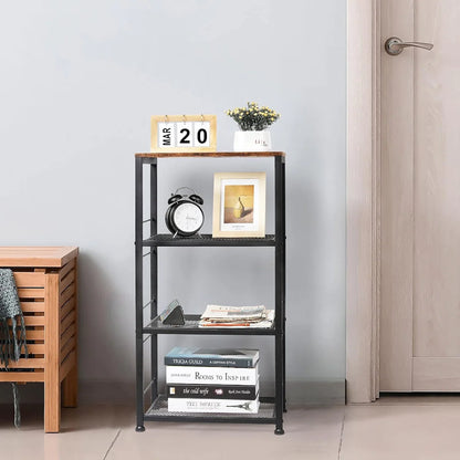 Kitchen Racks: 4-tier kitchen baker’s rack cart with wheels, wood island storage for home use
