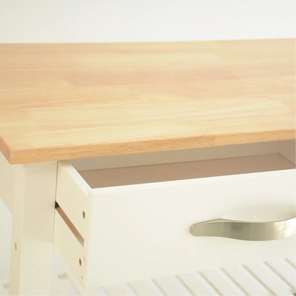 Kitchen Island Table: 45" Wide Solid Wood Kitchen Cart with Drawers, Shelves & Towel Rack
