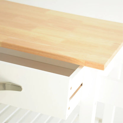 Kitchen Island Table: 45" Wide Solid Wood Kitchen Cart with Drawers, Shelves & Towel Rack