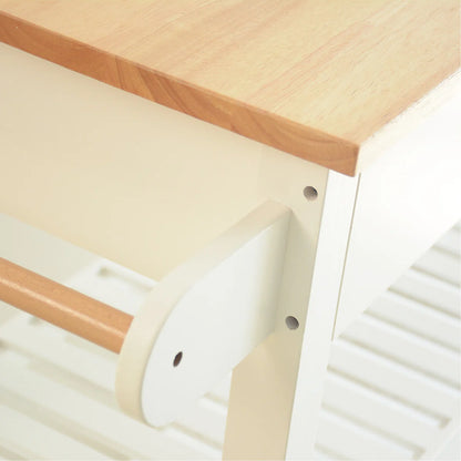 Kitchen Island Table: 45" Wide Solid Wood Kitchen Cart with Drawers, Shelves & Towel Rack