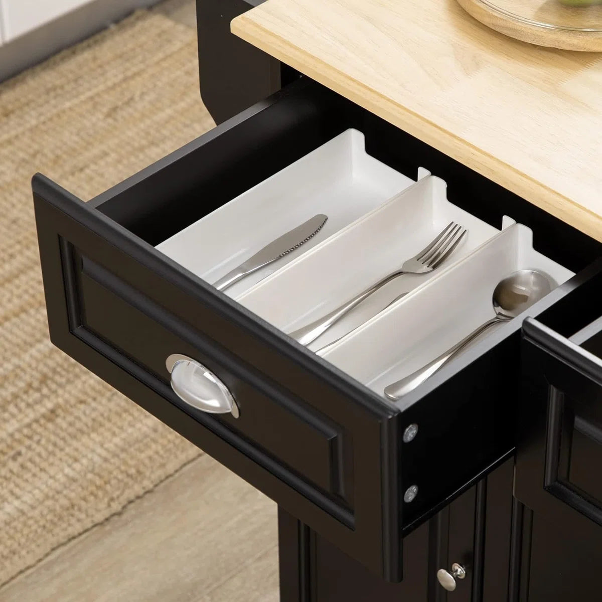 Kitchen Island Table: HOMCOM Kitchen Cart with Drawers, Cabinets, Spice Rack & Towel Rack