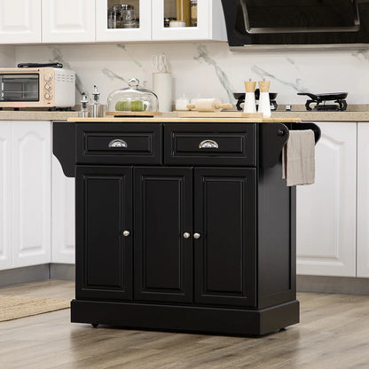 Kitchen Island Table: HOMCOM Kitchen Cart with Drawers, Cabinets, Spice Rack & Towel Rack