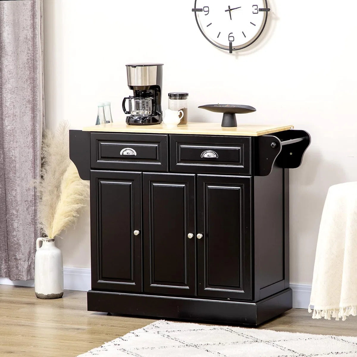 Kitchen Island Table: HOMCOM Kitchen Cart with Drawers, Cabinets, Spice Rack & Towel Rack