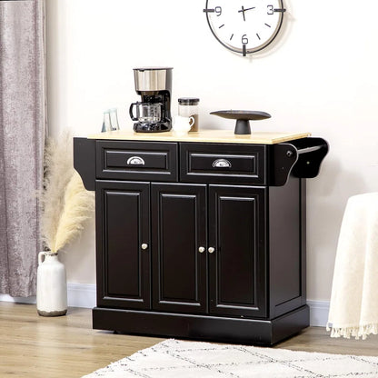 Kitchen Island Table: HOMCOM Kitchen Cart with Drawers, Cabinets, Spice Rack & Towel Rack