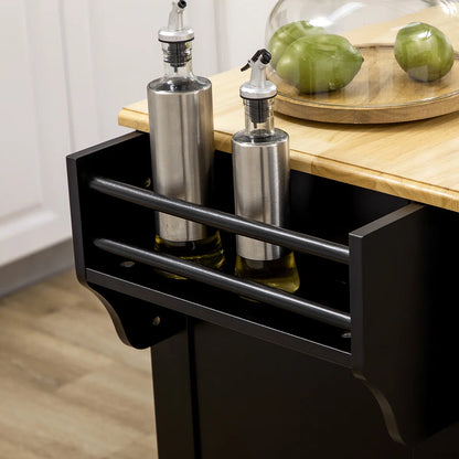 Kitchen Island Table: HOMCOM Kitchen Cart with Drawers, Cabinets, Spice Rack & Towel Rack