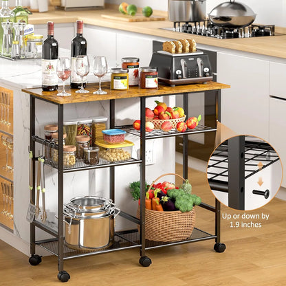 Kitchen Racks: Kitchen Microwave Cart, and Microwave Stand with Adjustable Shelf Rolling Storage Kitchen Baker's Rack with Wheels Living Room Cart Organizer Shelf