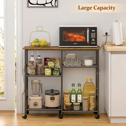 Kitchen Racks: Kitchen Microwave Cart, and Microwave Stand with Adjustable Shelf Rolling Storage Kitchen Baker's Rack with Wheels Living Room Cart Organizer Shelf