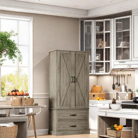 Microwave Stands: Kitchen Pantry Cabinet With Doors And Shelves – Freestanding Tall Microwave Stands for Efficient Storage