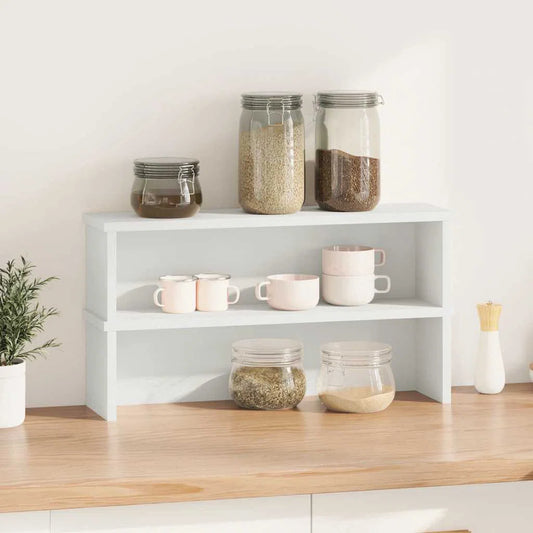 Kitchen Racks: 19.7" grey sonoma kitchen racks, stackable two-piece set for shelf organization