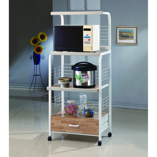 Kitchen Racks: Movable kitchen storage rack with metal frame and caster wheels for flexible organization
