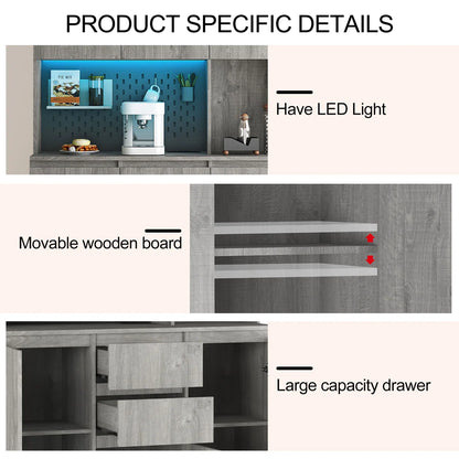 Microwave Stands : Modern Kitchen Sideboard Cabinet with LED & Charging Station – Stylish Microwave Stands for Any Room