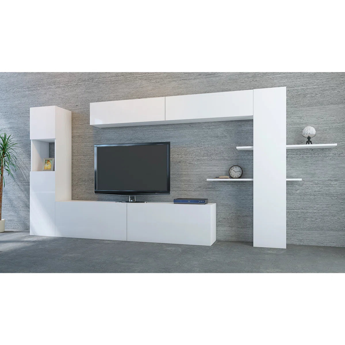 tv panel: Modern media center for up to 60" TVs with organized storage