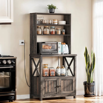 Kitchen Racks: 31.4'' Wooden Baker's Rack Suitable for Microwaves