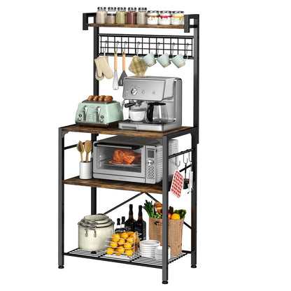 Kitchen Racks: 21.65'' Compact Industrial-Style Kitchen Rack with Microwave and Storage