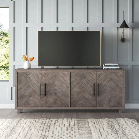 tv panel: Modern tv panel fits up to 85" screens, with storage and shelves