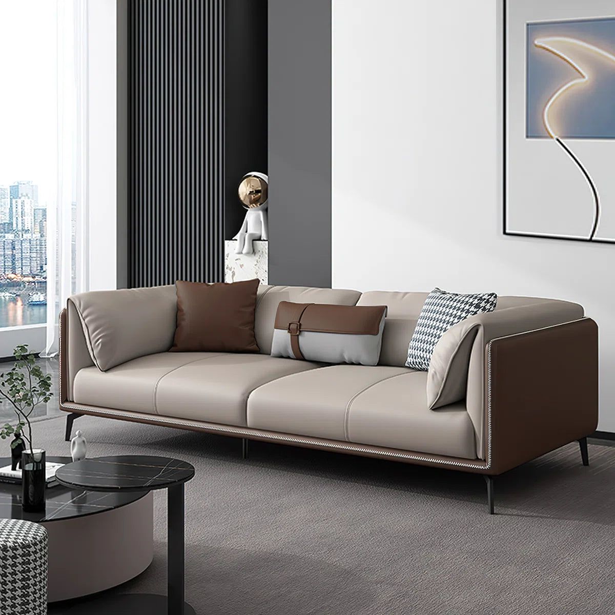 7 Seater Sofa Set:  3-Piece Faux Leather Living Room Furniture for Stylish Interiors