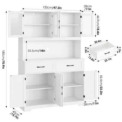 Microwave Stands :70.2" Pantry Cabinet with Microwave Hutch