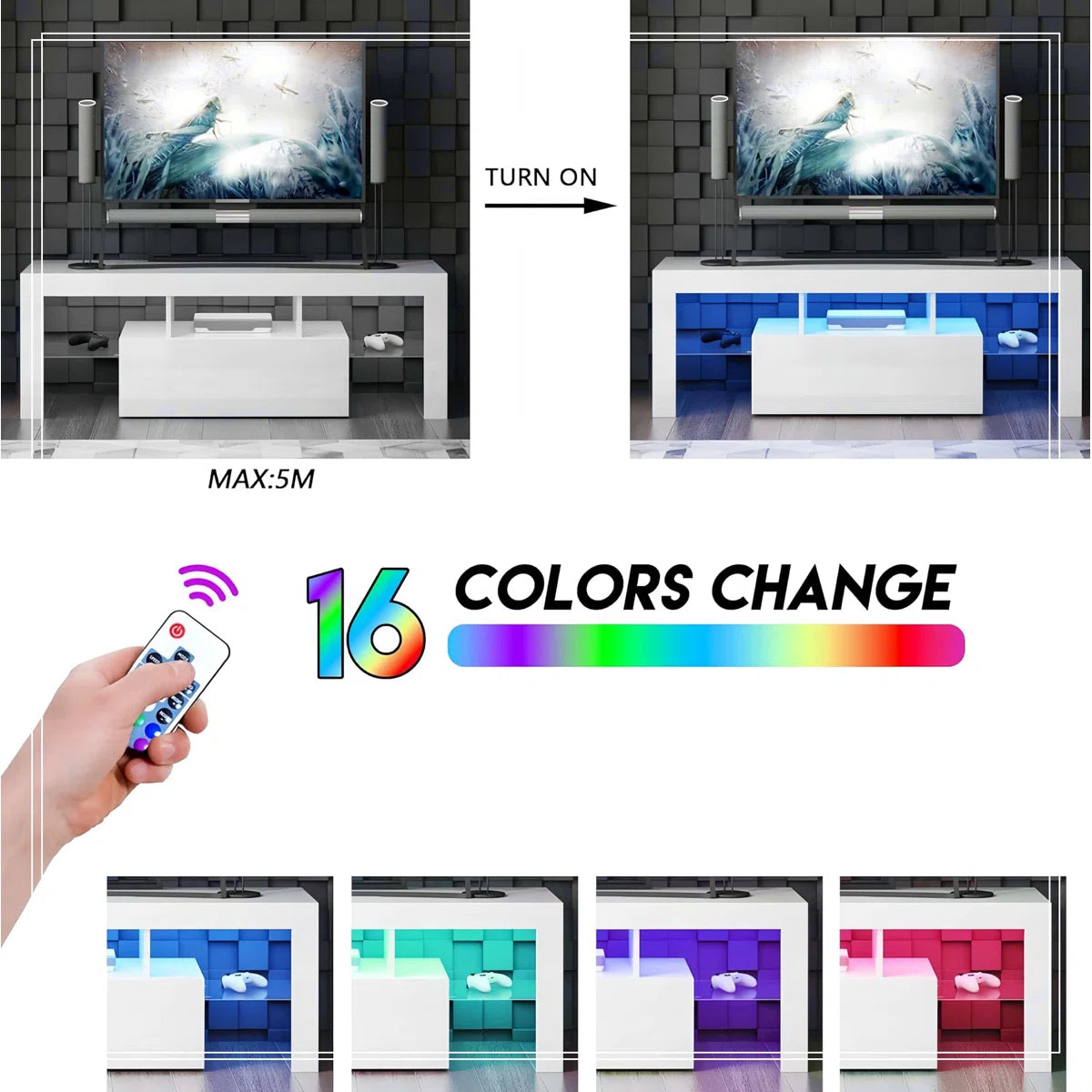 tv panel: LED tv panel for up to 55", modern console with flip door and glass shelf
