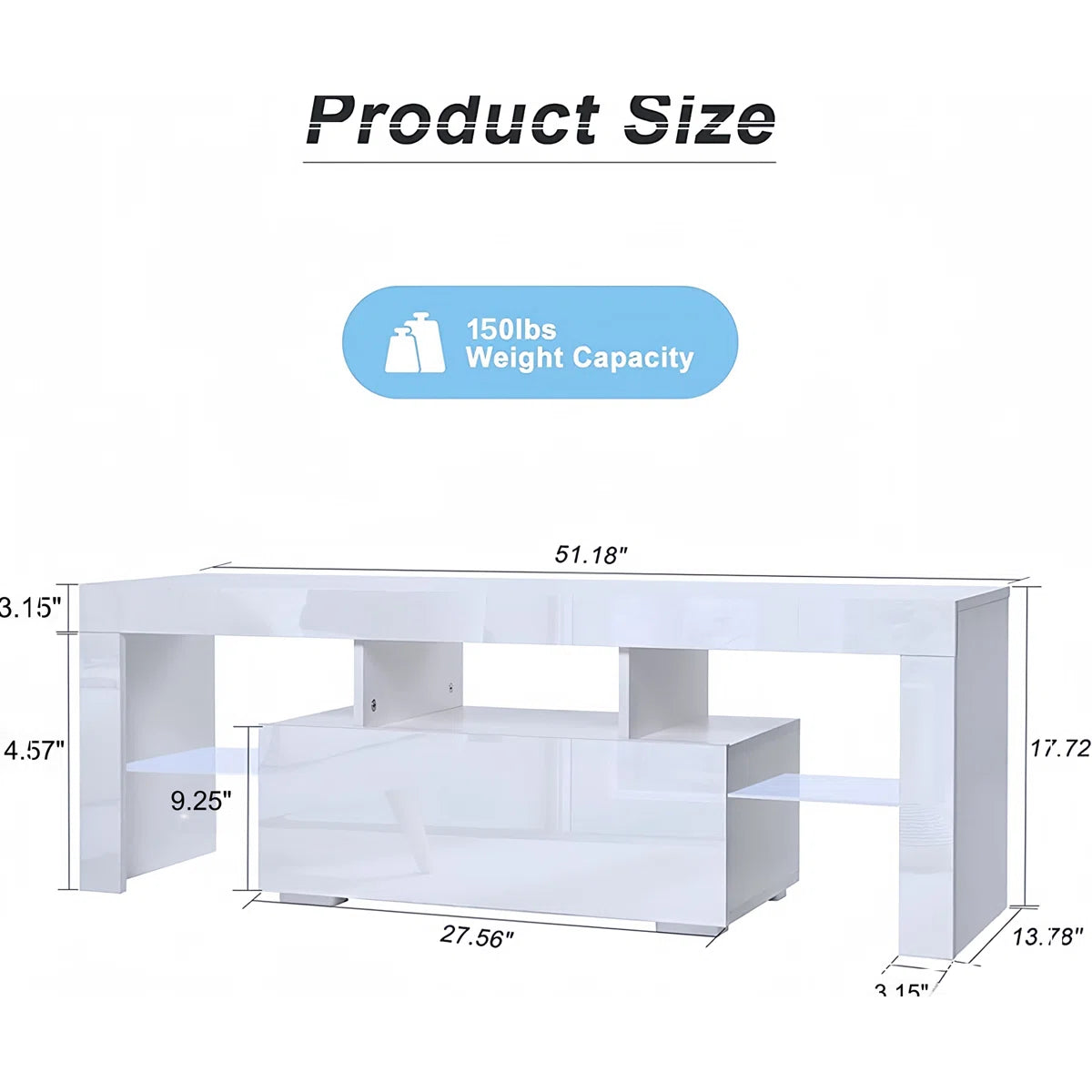tv panel: LED tv panel for up to 55", modern console with flip door and glass shelf