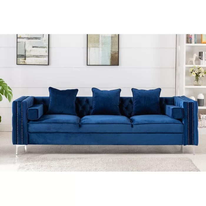 L Shape Sofa Set: 104" Wide Velvet Reversible Modular Sofa