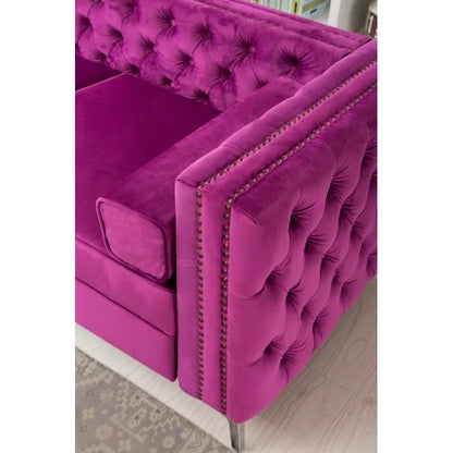 L Shape Sofa Set: 104" Wide Velvet Reversible Modular Sofa