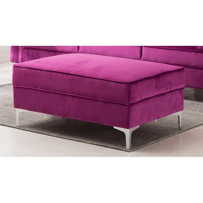 L Shape Sofa Set: 104" Wide Velvet Reversible Modular Sofa