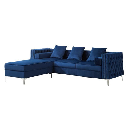L Shape Sofa Set: 104" Wide Velvet Reversible Modular Sofa
