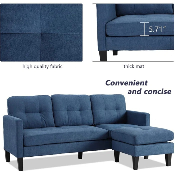 L Shape Sofa Set: 73.82" Wide Linen Upholstered Chaise Sectional