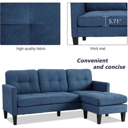 L Shape Sofa Set: 73.82" Wide Linen Upholstered Chaise Sectional