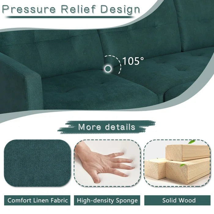 L Shape Sofa Set: 73.82" Wide Linen Upholstered Chaise Sectional