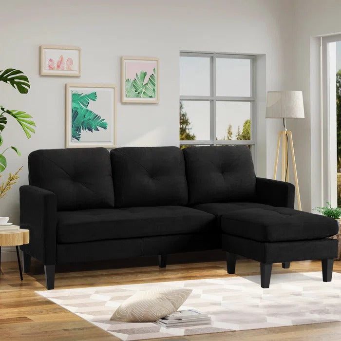 L Shape Sofa Set: 73.82" Wide Linen Upholstered Chaise Sectional