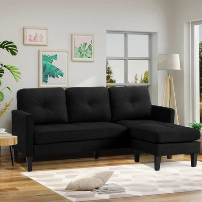 L Shape Sofa Set: 73.82" Wide Linen Upholstered Chaise Sectional