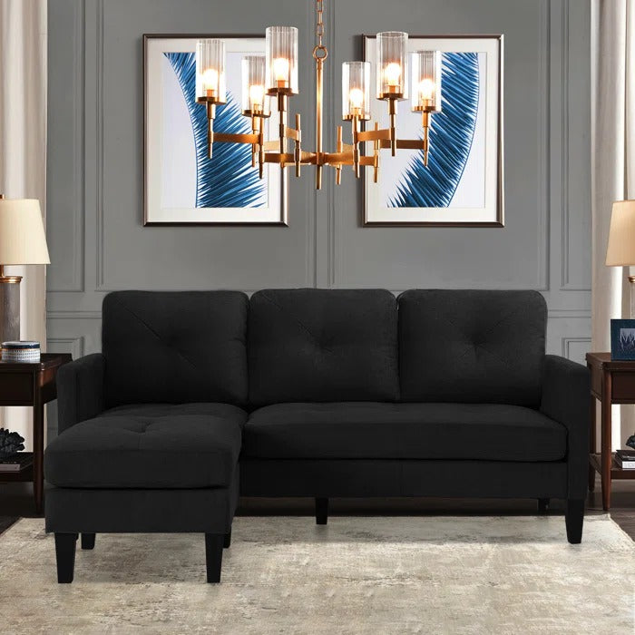 L Shape Sofa Set: 73.82" Wide Linen Upholstered Chaise Sectional
