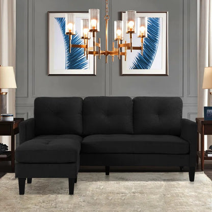 L Shape Sofa Set: 73.82" Wide Linen Upholstered Chaise Sectional