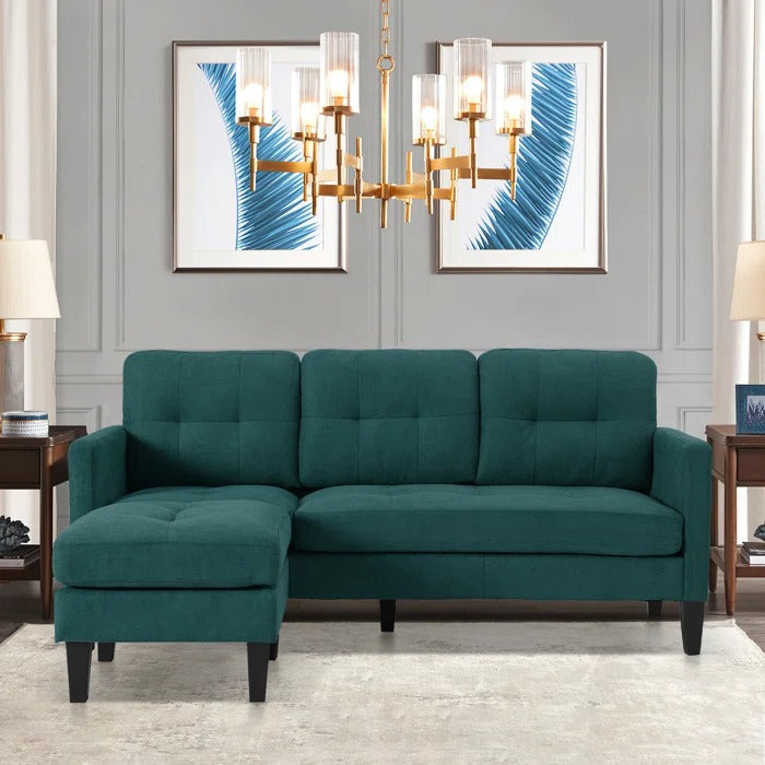 L Shape Sofa Set: 73.82" Wide Linen Upholstered Chaise Sectional