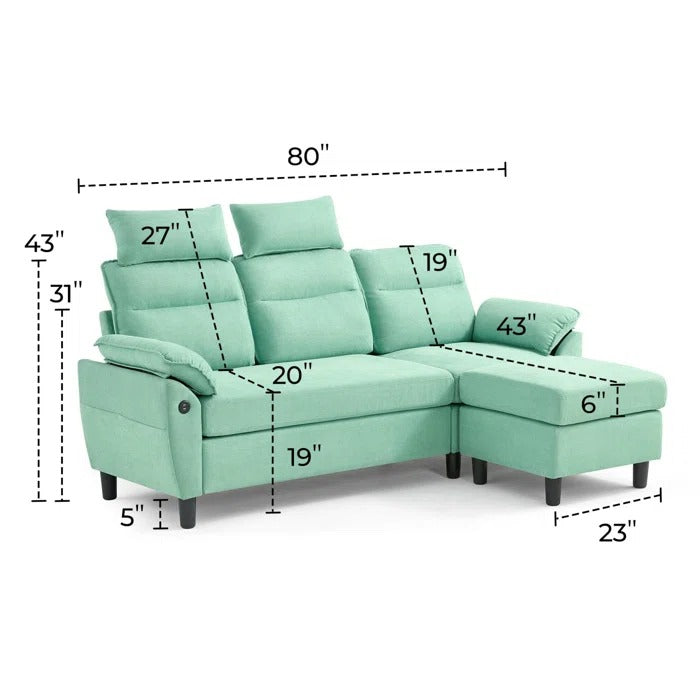 L Shape Sofa Set: L-Shaped 3-Seat Couch