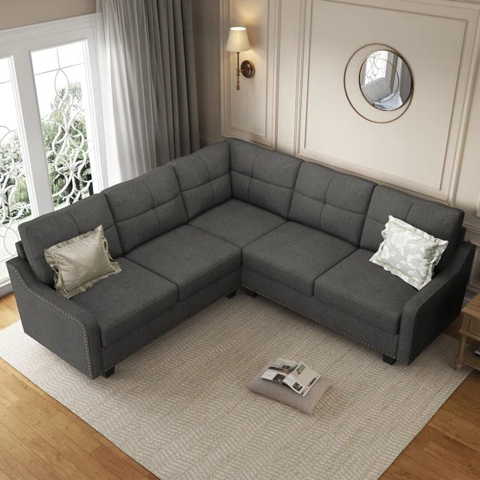 L Shape Sofa Set: Living Room 3+2 Corner Sectional Sofa